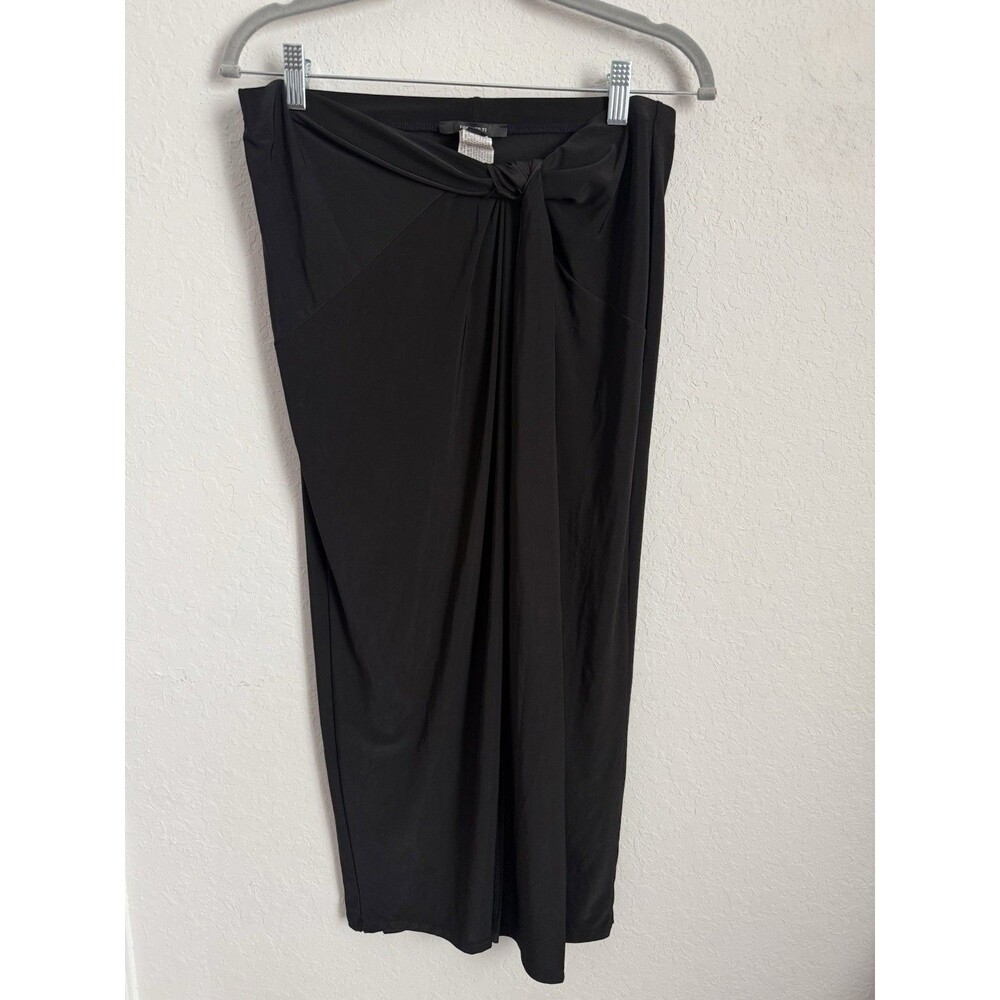 Forever 21 Women’s Black Draped Knot Front Maxi Skirt Size Large Y2K